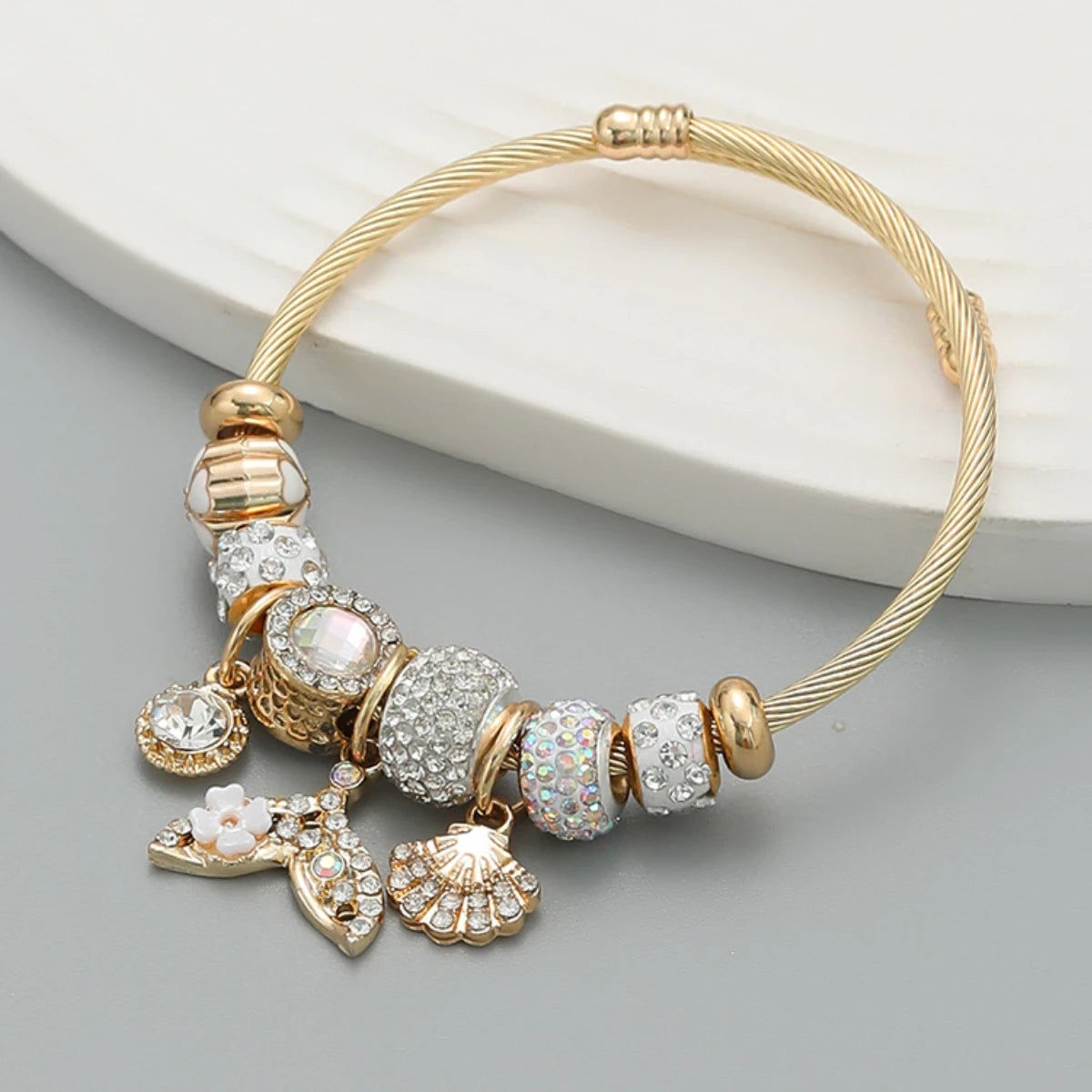 Fashion Stainless Steel Multi-Element Love Beaded Bracelet for Women