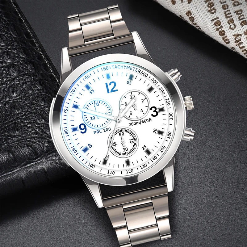1/2PCS Men's Fashion Quartz Watch with Steel Band & Bracelet – Business Style