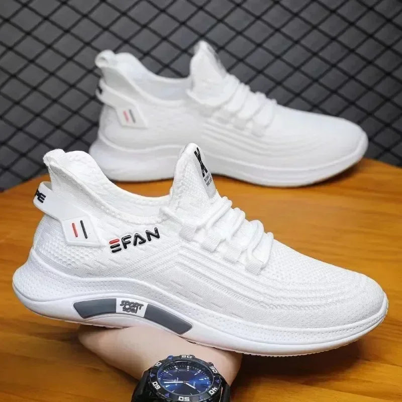 SpringAir 2025 – Men’s Breathable White Casual Walking Sneakers