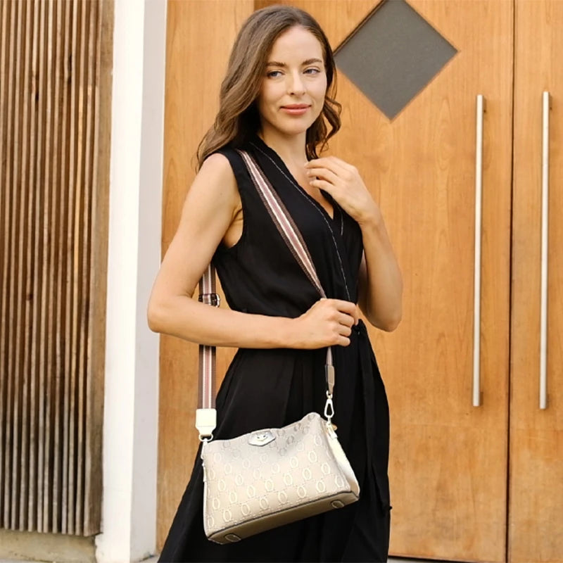 FOXER Luxe β Monogram Leather Shoulder Crossbody Bag