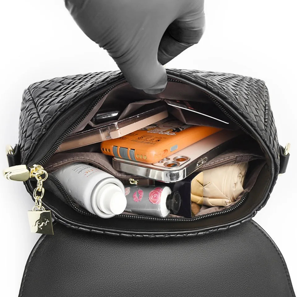 LuxKnit β Designer PU Leather Knitted Crossbody Bag