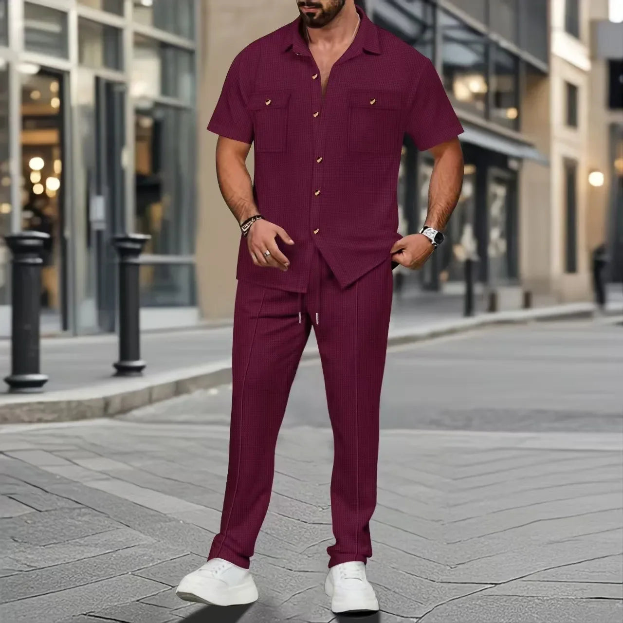 CoastForm – Men's Summer Button-Up Set