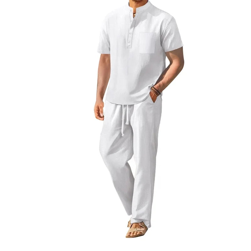 UrbanEase – Men’s Solid Henley & Pants Set
