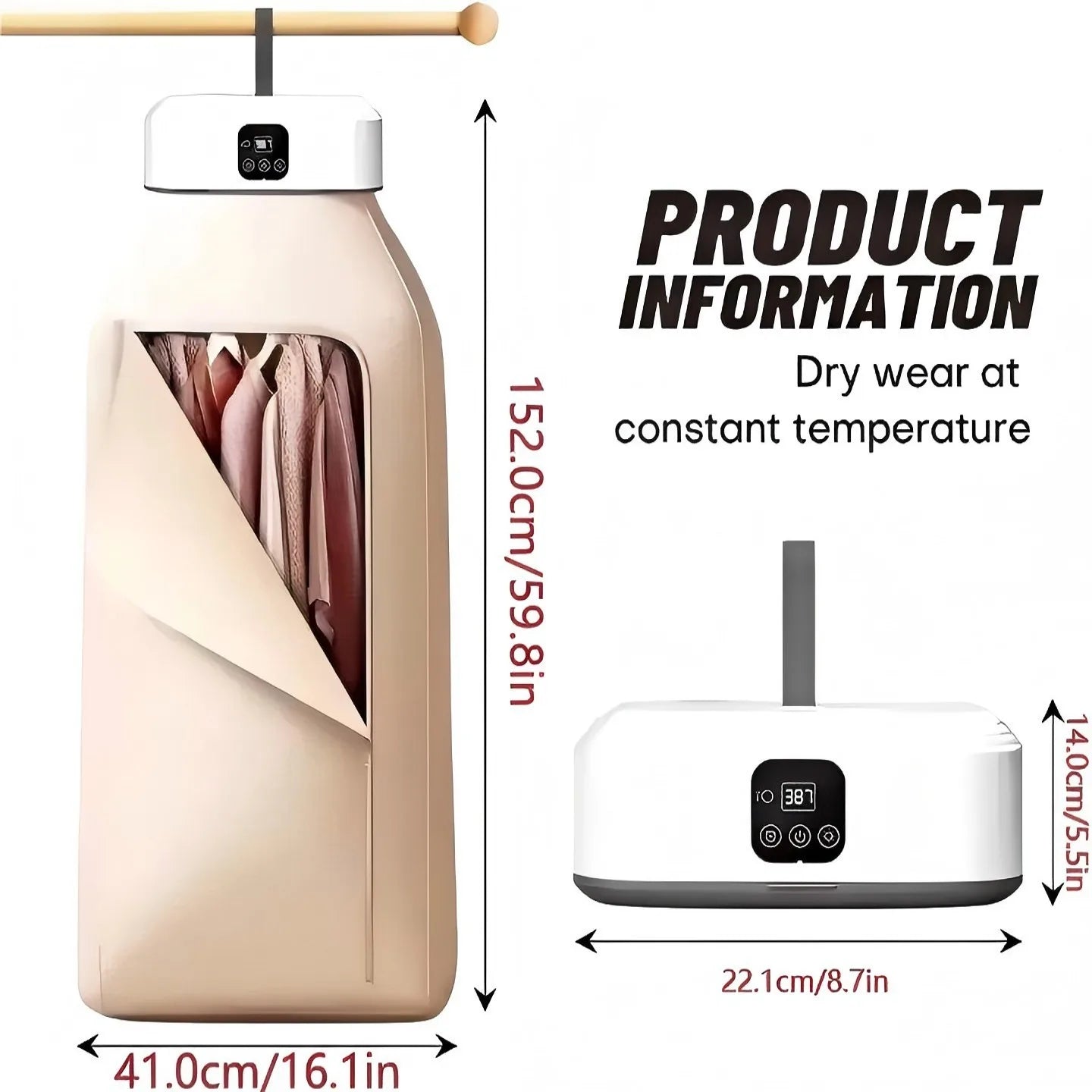 Portable Foldable Electric Clothes Dryer β Compact Laundry Dryer with Timer & Dryer Bag