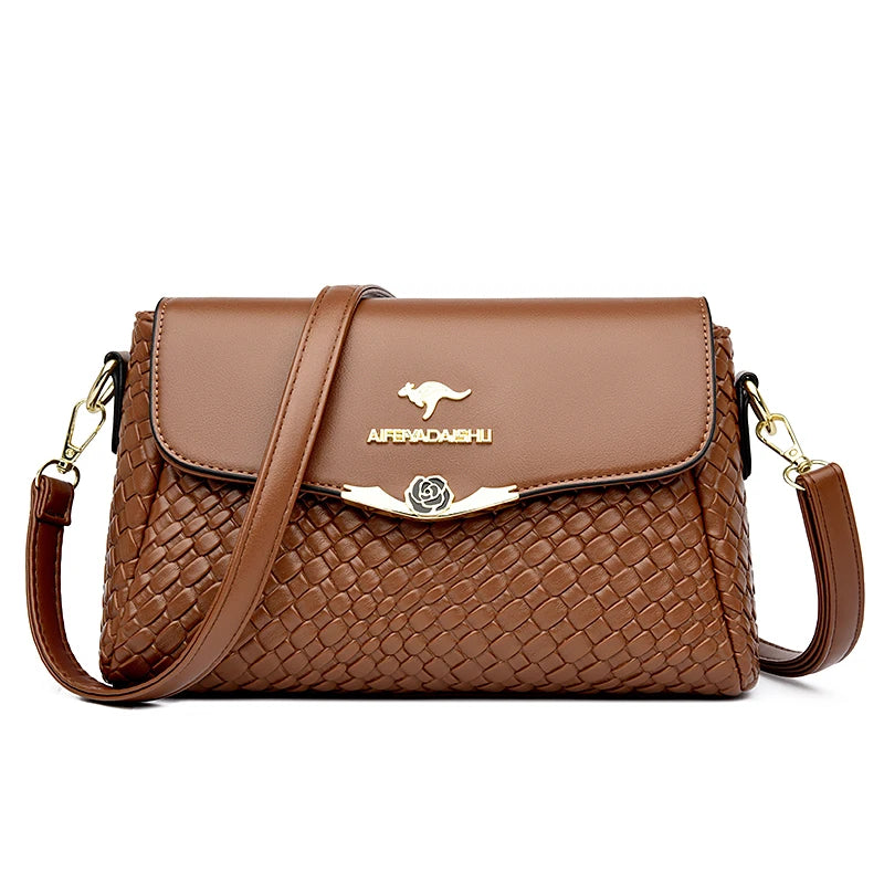 LuxKnit β Designer PU Leather Knitted Crossbody Bag
