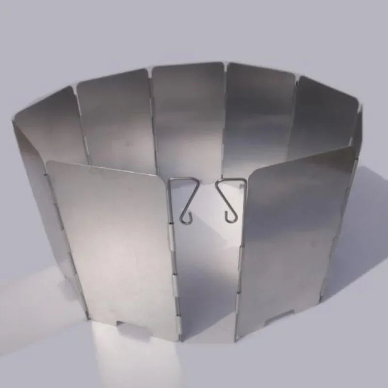 9-Plate Foldable Camping Stove Windshield β Aluminum Alloy Windproof Screen