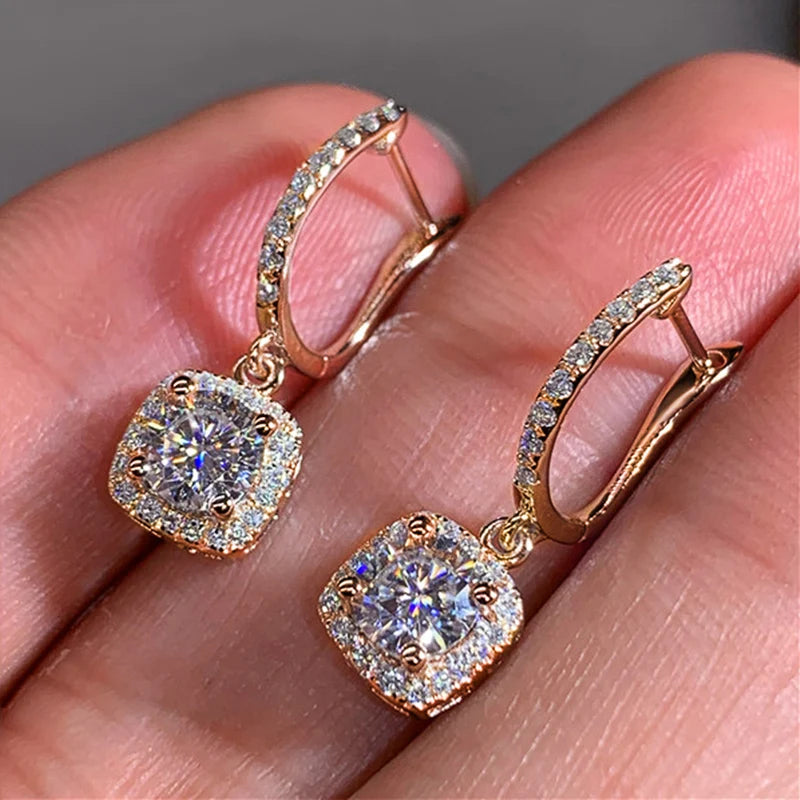 Huitan Square Drop Earrings β Elegant Bridal Dangle Jewelry