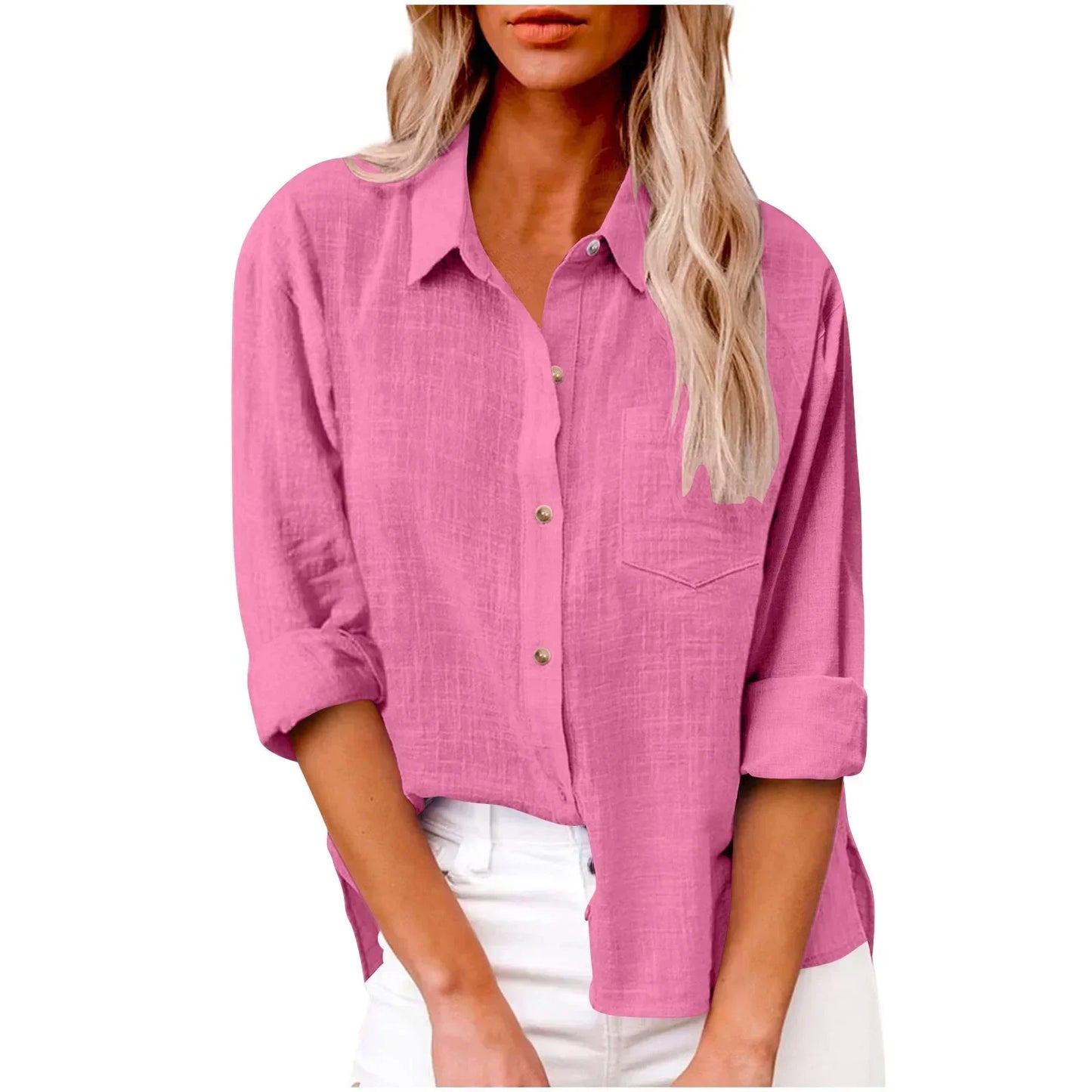 LinoChic β Cotton Linen Long Sleeve Shirt for Women