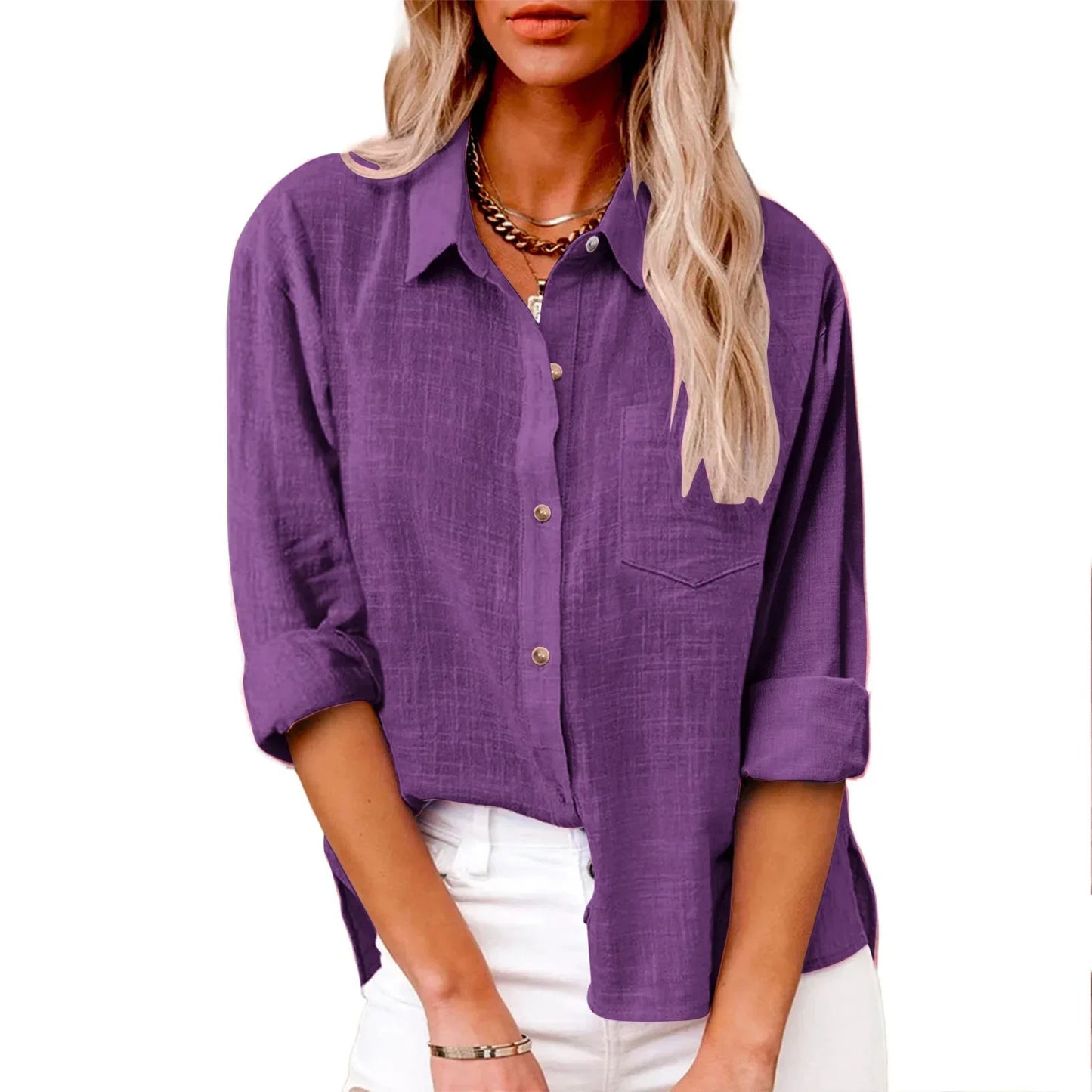 LinoChic β Cotton Linen Long Sleeve Shirt for Women