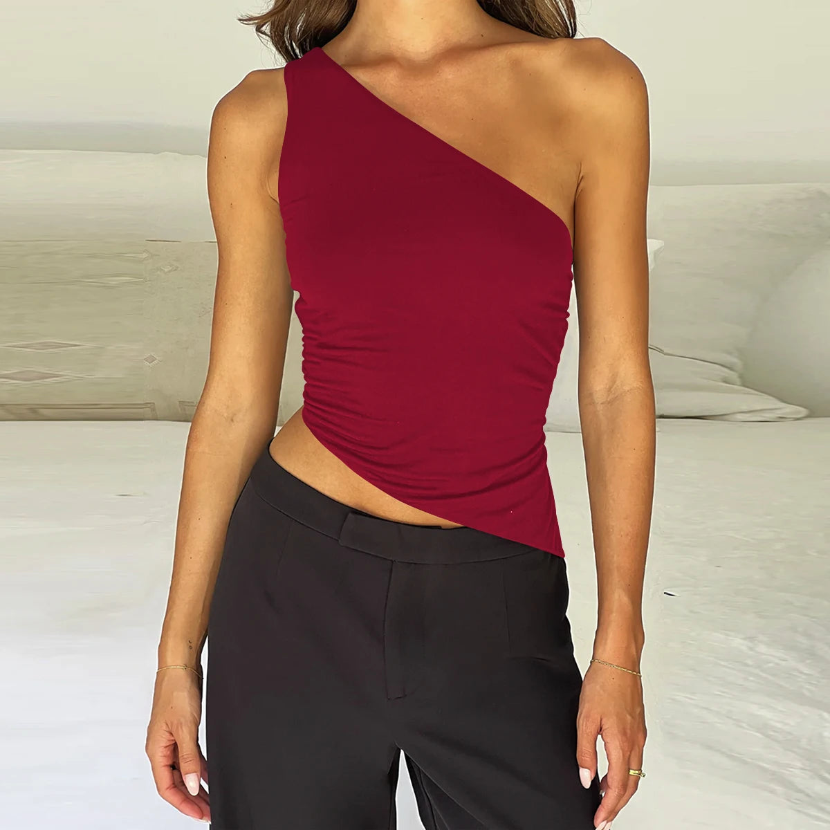 Sexy One-Shoulder Backless Tight Top β 2025 Party Style