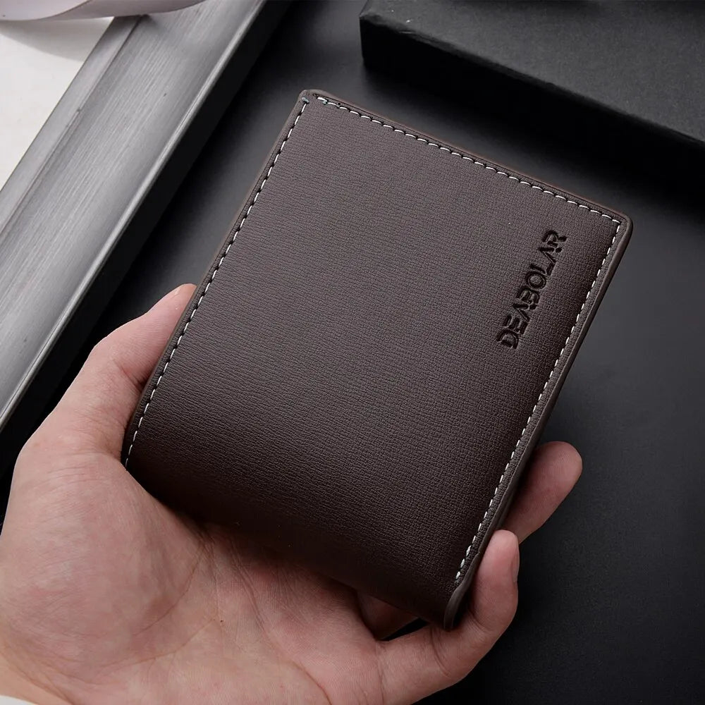 Men’s Slim PU Leather Folding Wallet – Thin Credit Card Holder