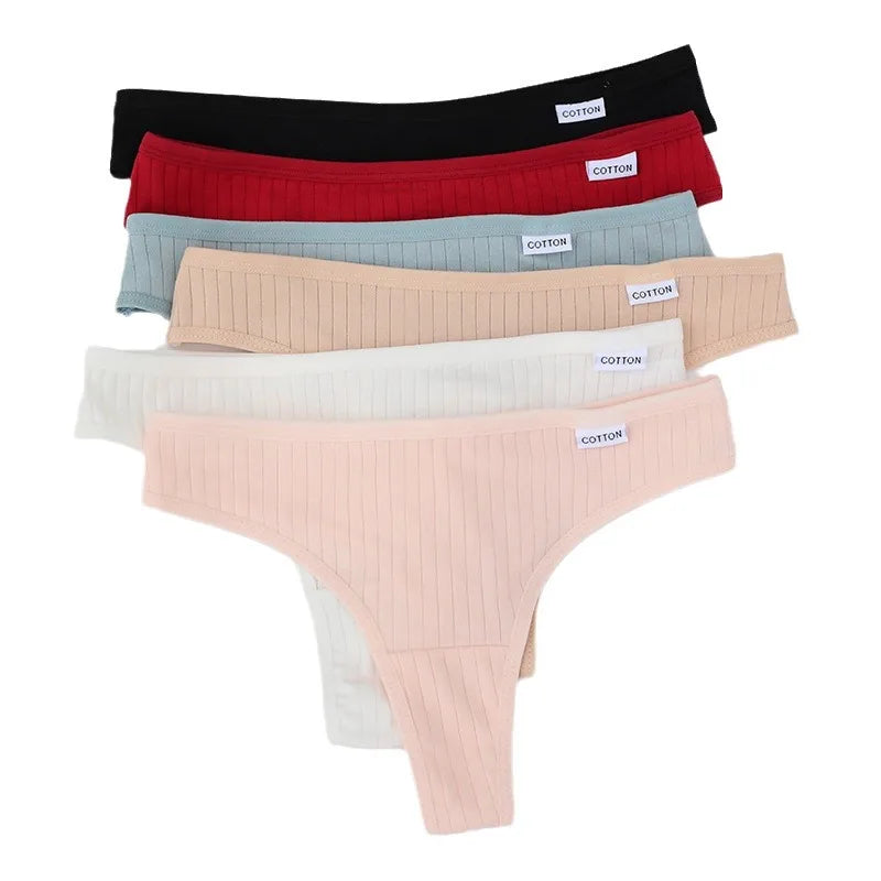 6-Pack Cotton Low-Waist Thongs β Invisible & Sexy Everyday Panties