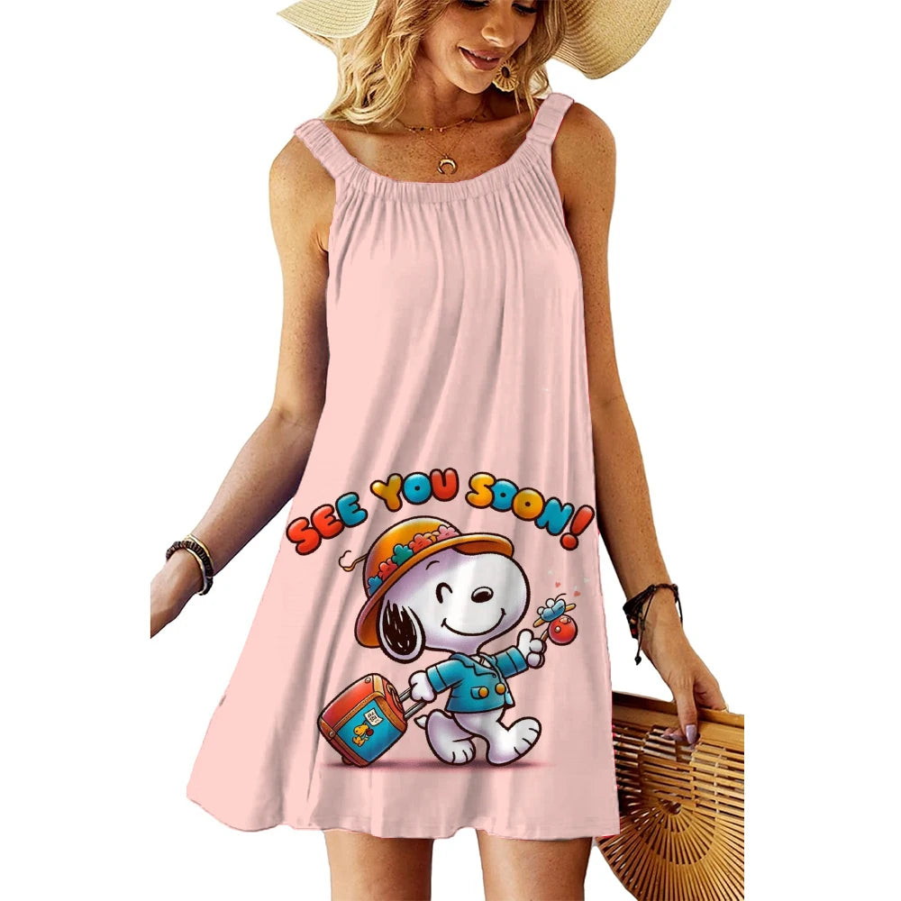 SnoopyVibe – Summer Cartoon Dress