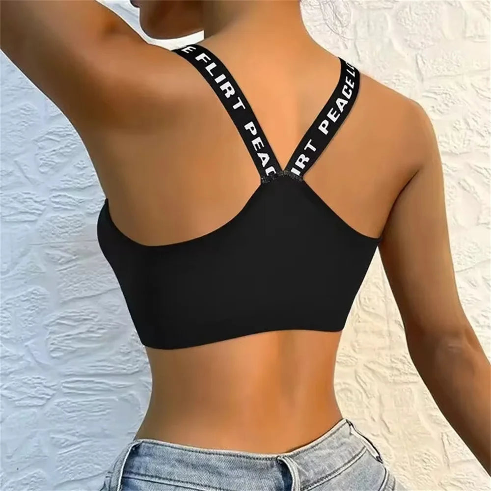 Heart Strap Sports Bra β Wireless Padded Wrap Top for Yoga & Fitness
