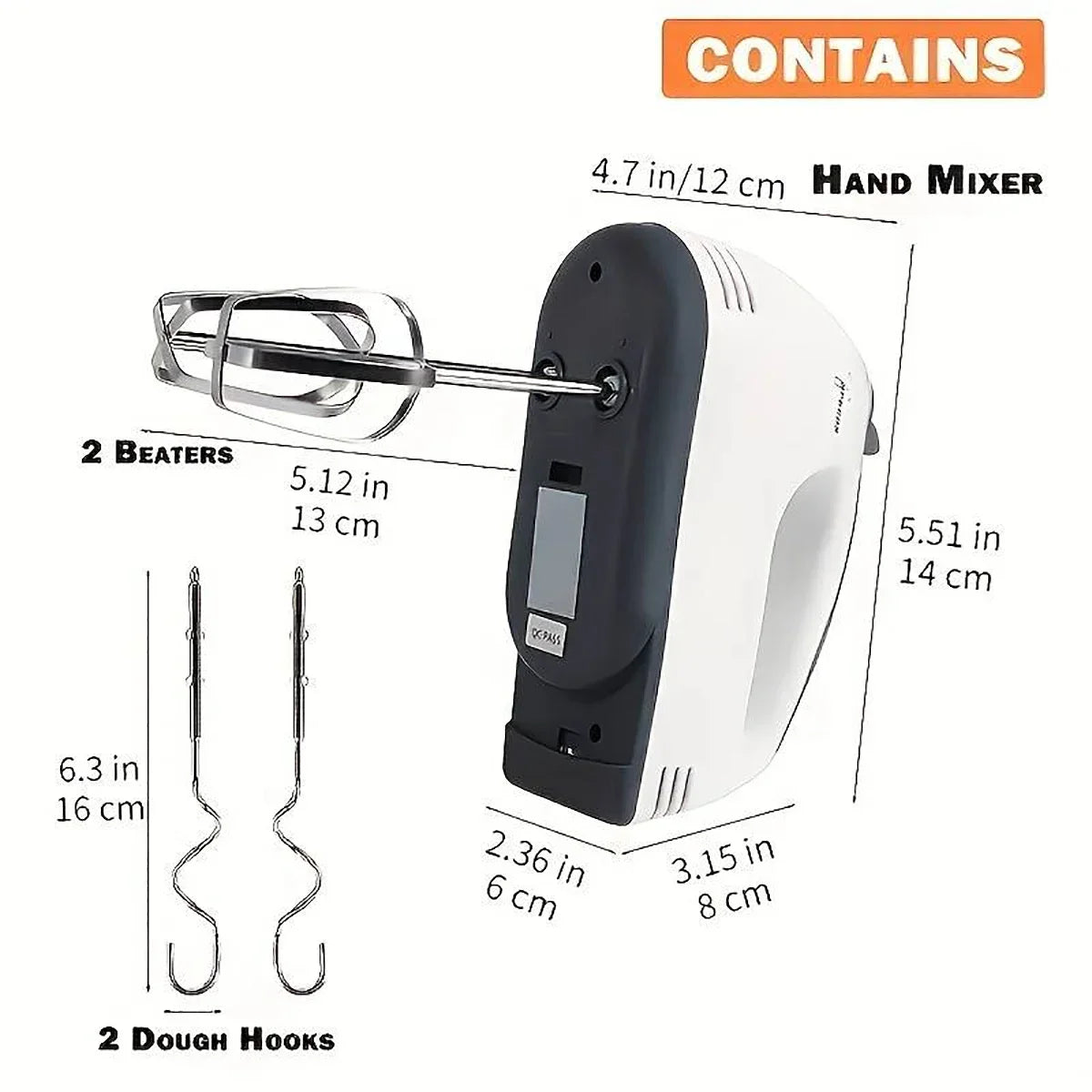 White Handheld Electric Egg Beater β 7-Speed Mini Mixer for Eggs, Cream & Baking