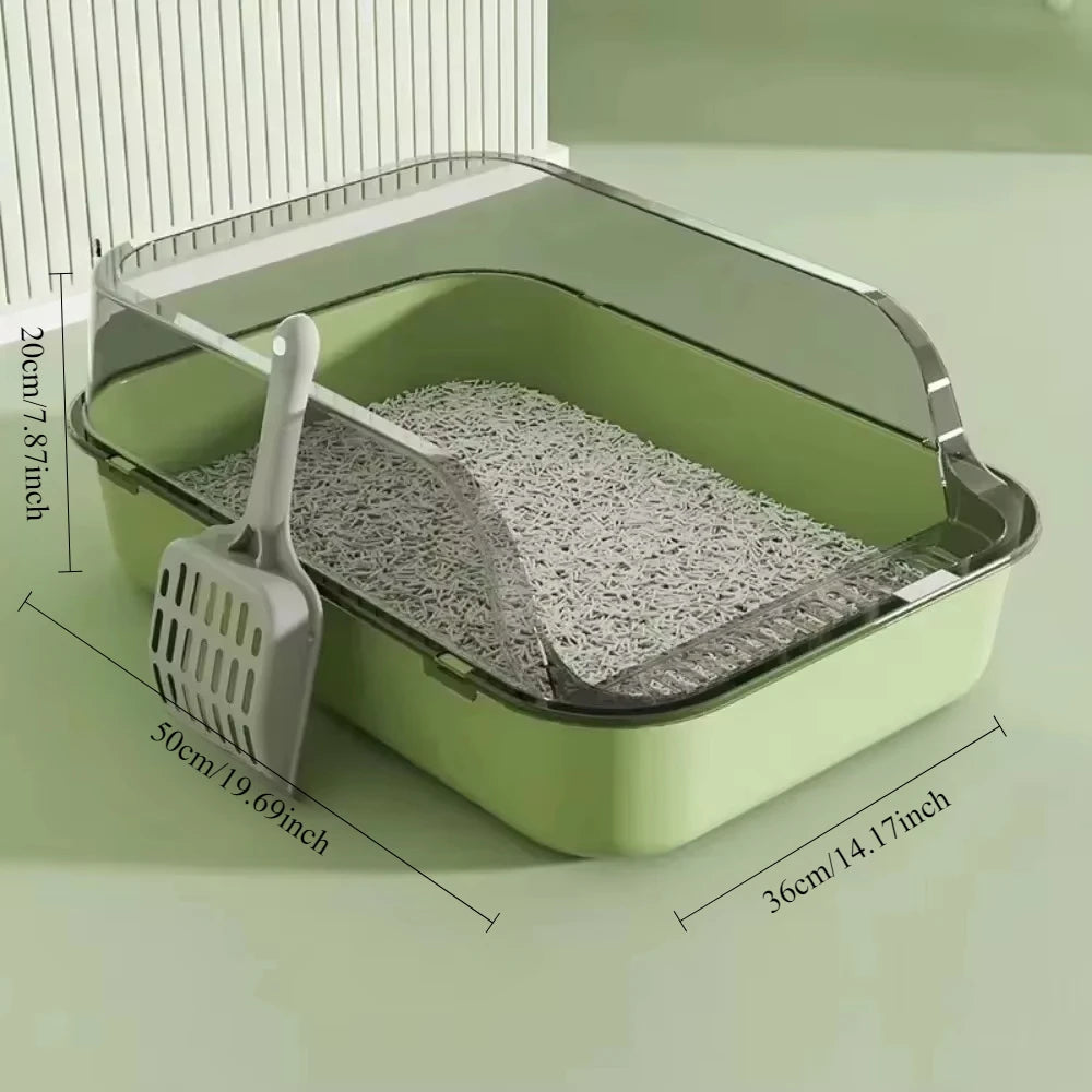 Semi-Closed Cat Litter Box β Large Non-Stick Splashproof Toilet with Removable Tray