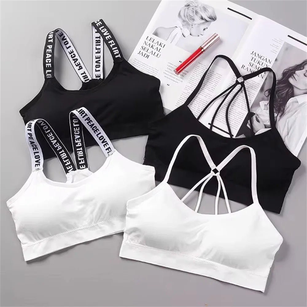 Heart Strap Sports Bra β Wireless Padded Wrap Top for Yoga & Fitness