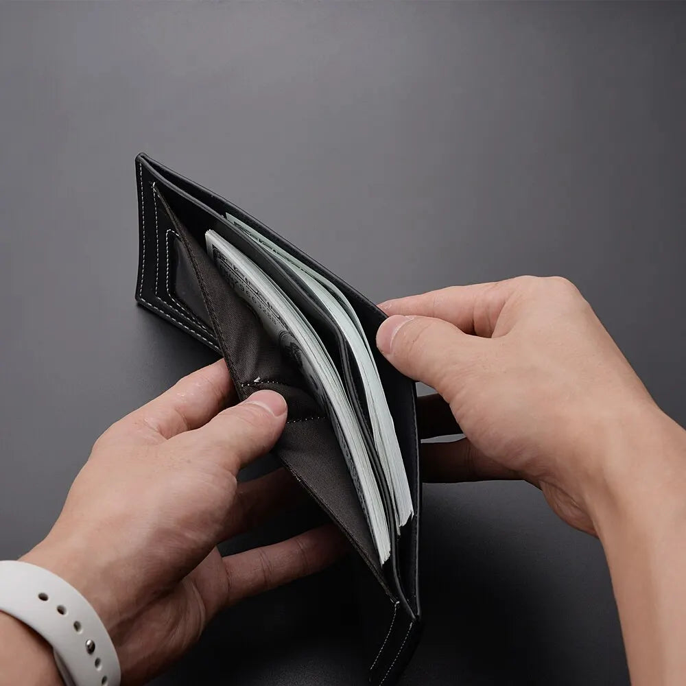 Men’s Slim PU Leather Folding Wallet – Thin Credit Card Holder