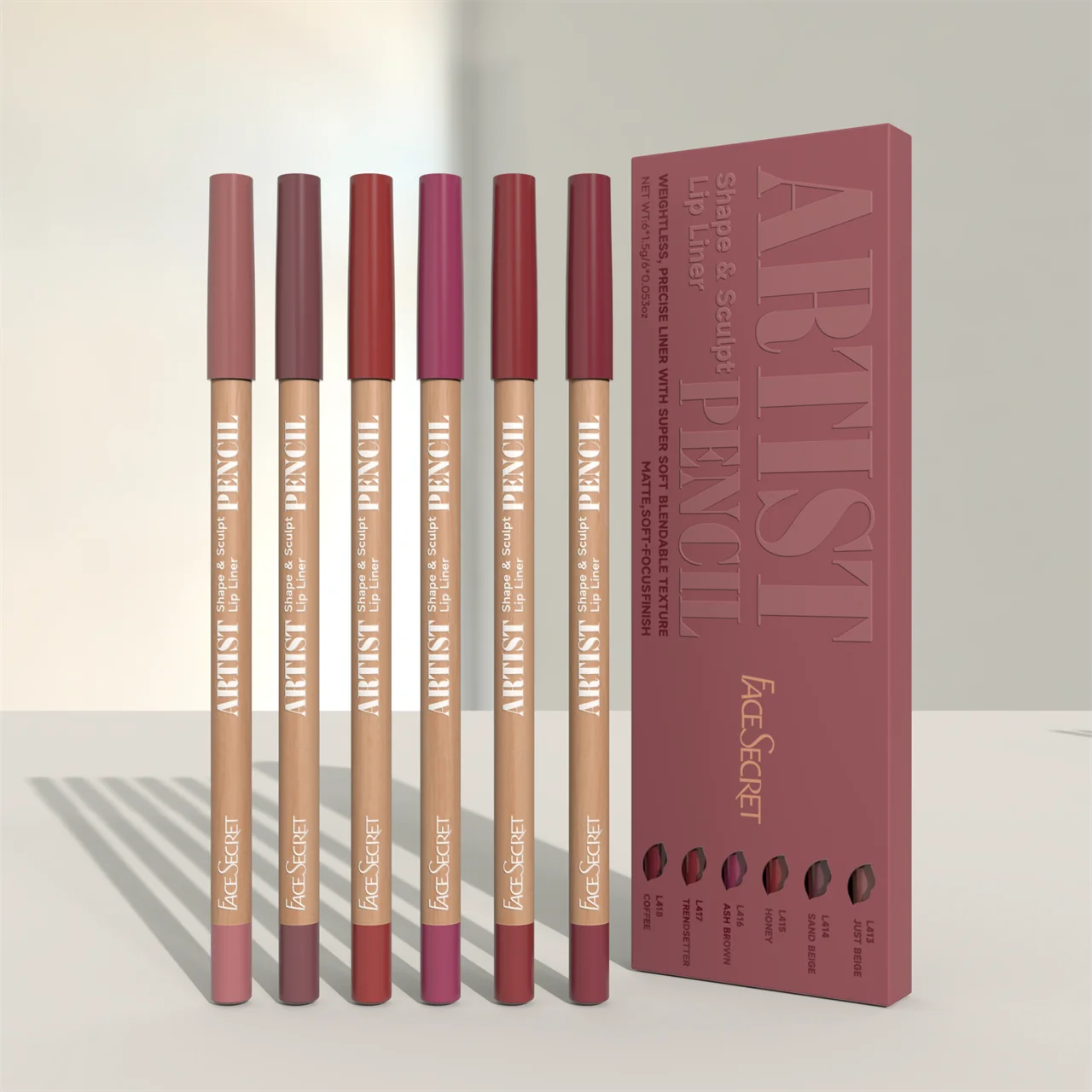 Face Secret Matte Lip Liner Set β Precise & Soft Blendable