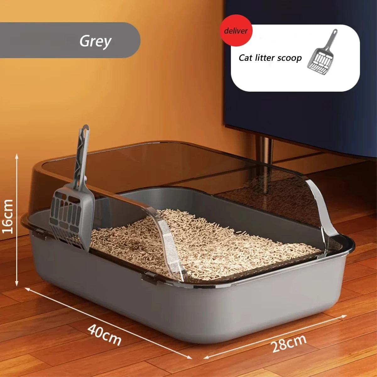 Semi-Closed Cat Litter Box β Large Non-Stick Splashproof Toilet with Removable Tray