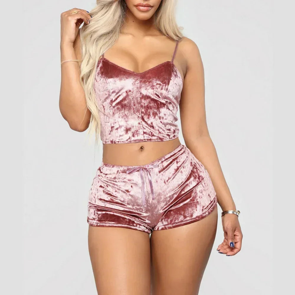 Velvess – Velvet V-Neck Cami Pajama Set