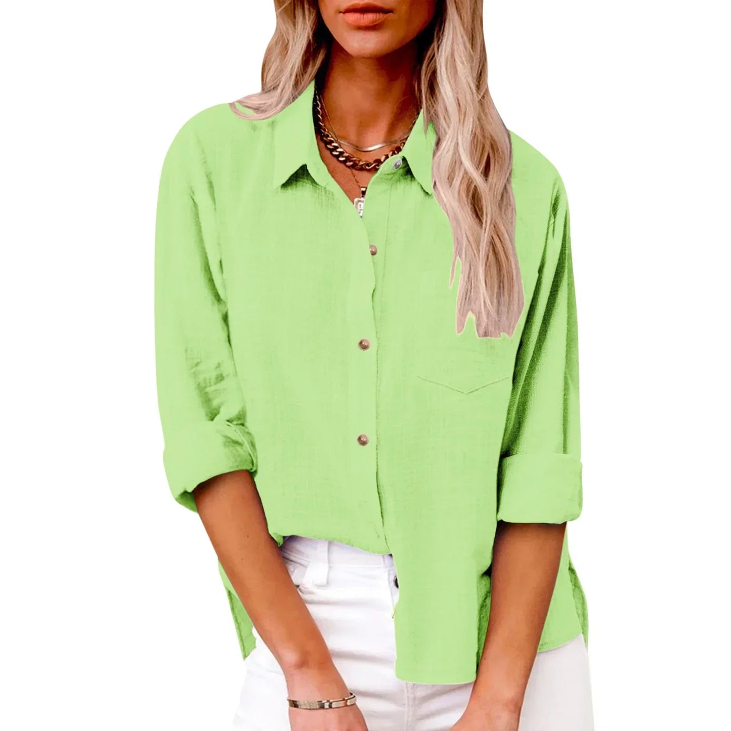 LinoChic β Cotton Linen Long Sleeve Shirt for Women