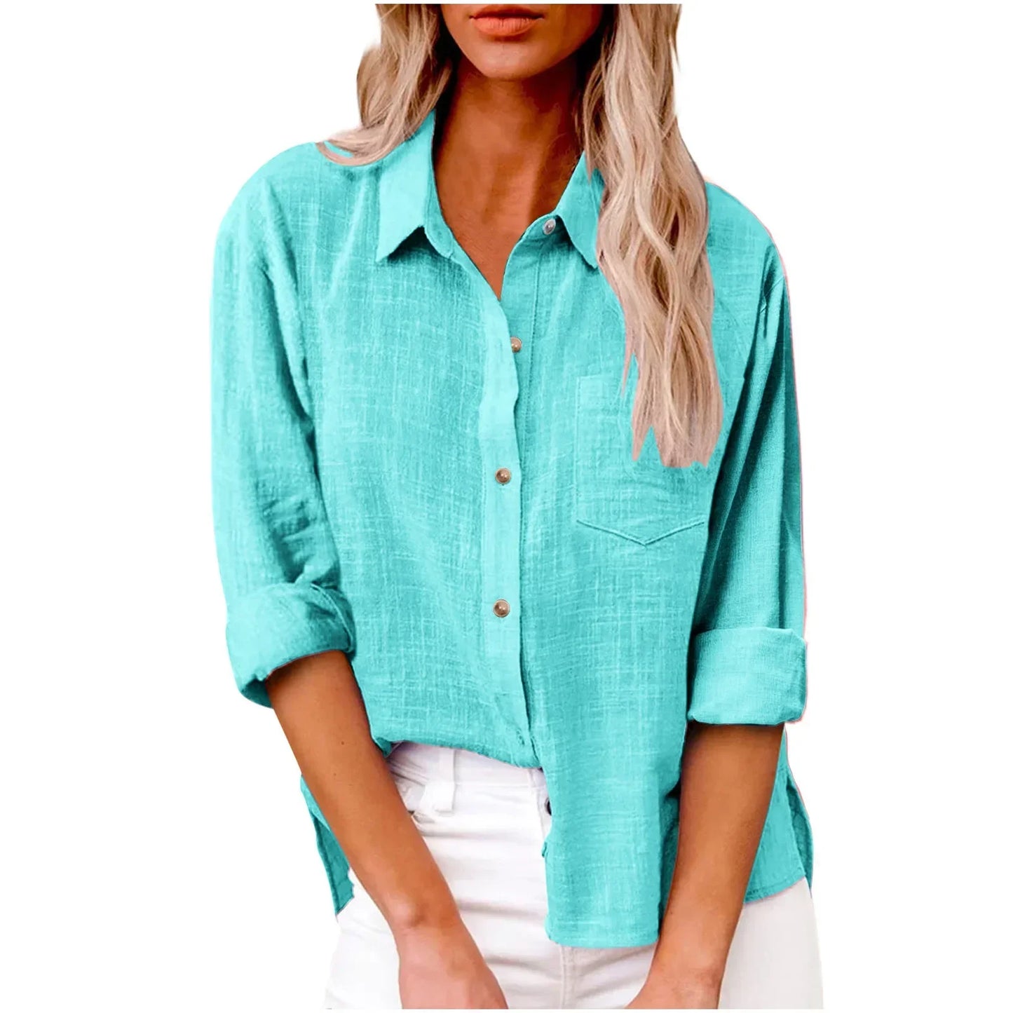 LinoChic β Cotton Linen Long Sleeve Shirt for Women
