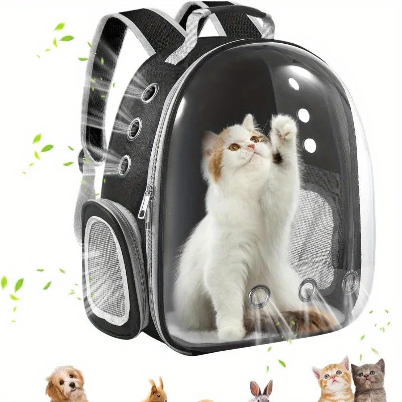 Space Capsule Pet Backpack Carrier β Transparent, Breathable Travel Bag for Cats & Small Dogs