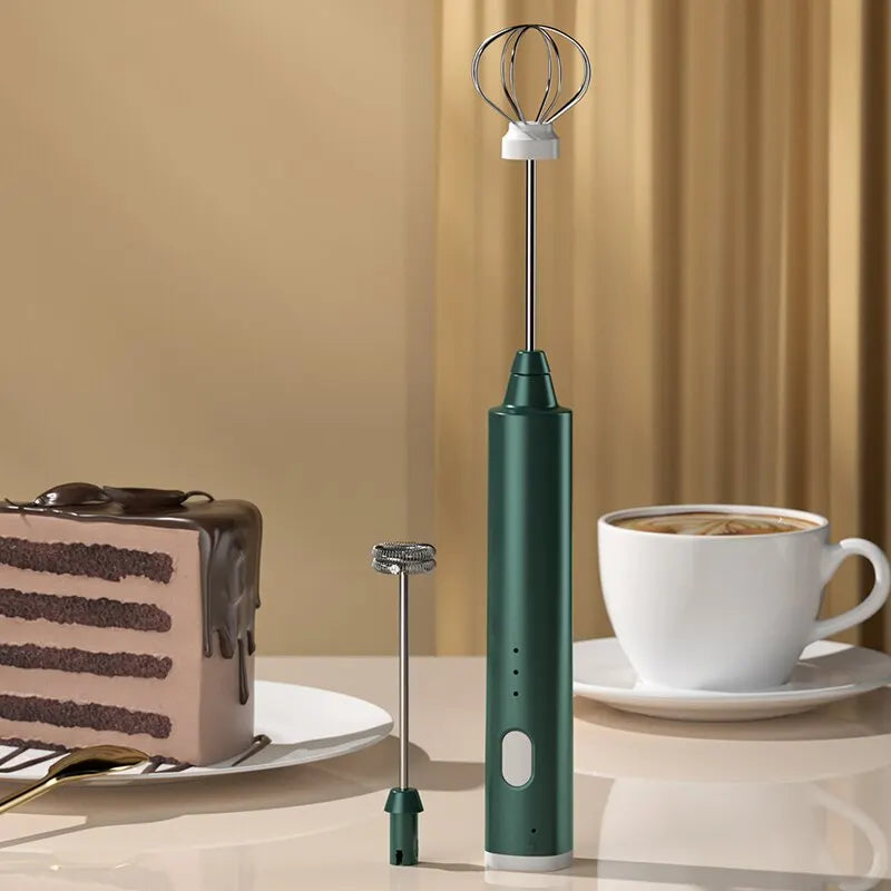 USB Rechargeable Electric Milk Frother β 3-Speed Handheld Foam Maker & Egg Beater