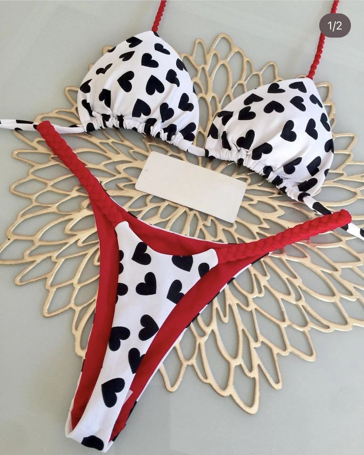 ZebraGlow β High Waist Brazilian Thong Bikini Set
