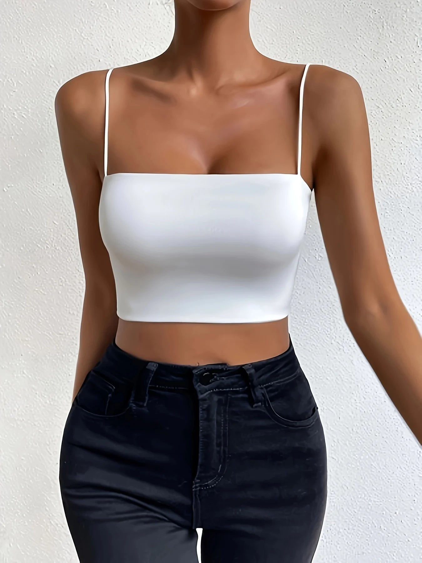 BareMuse – Solid Spaghetti Strap Cami Crop