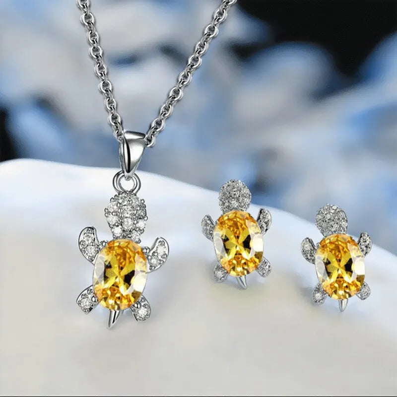 TurtleGlam β 3PCS Silver-Plated Multicolor Jewelry Set