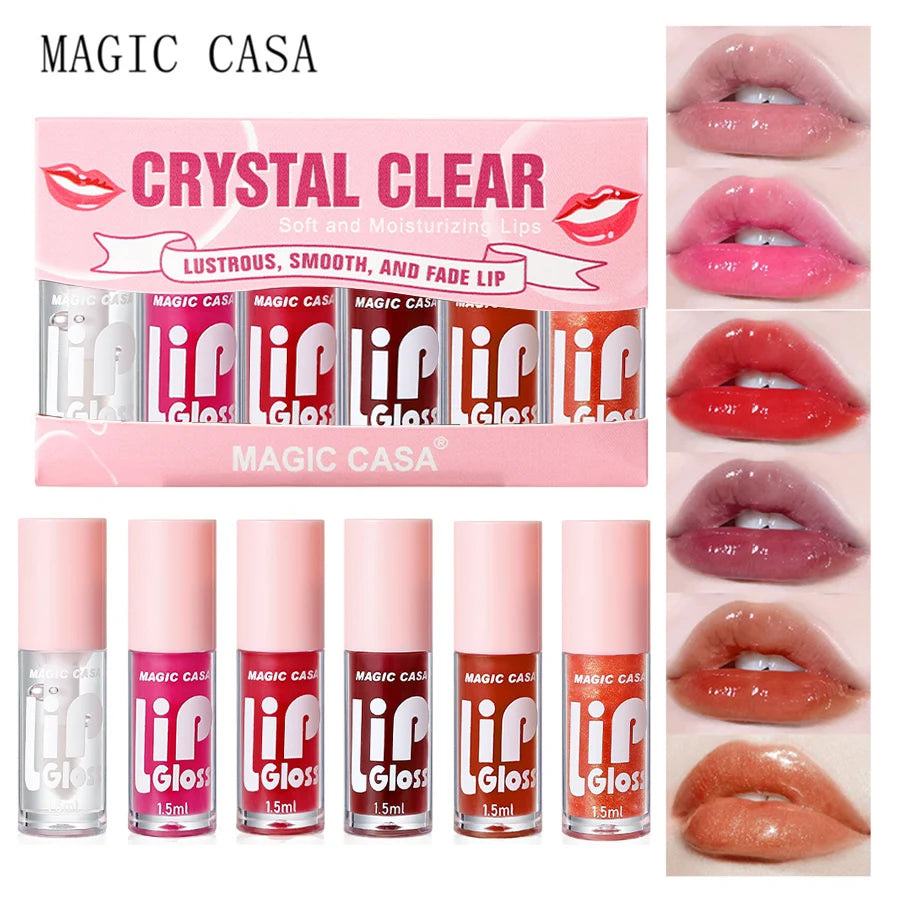 MAGIC CASA 6pcs Hydrating Jelly Lip Oil Set – Long-Lasting Moisture