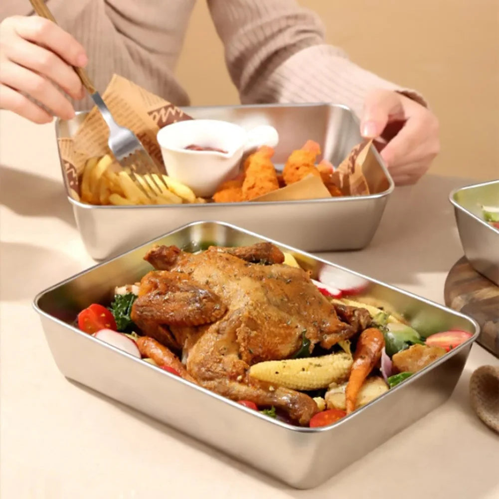 Serving Tray β Stainless Steel Rectangular Food Plate