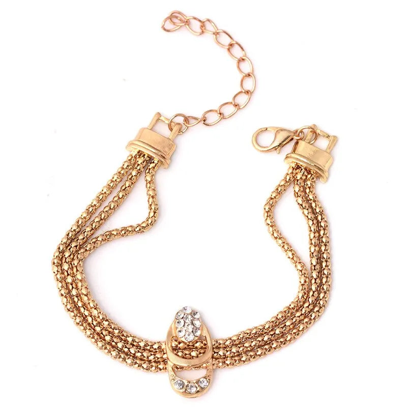 4PCS Women's Gold Jewelry Set β Necklace, Bracelet, Earrings & Ring Elegance Kit