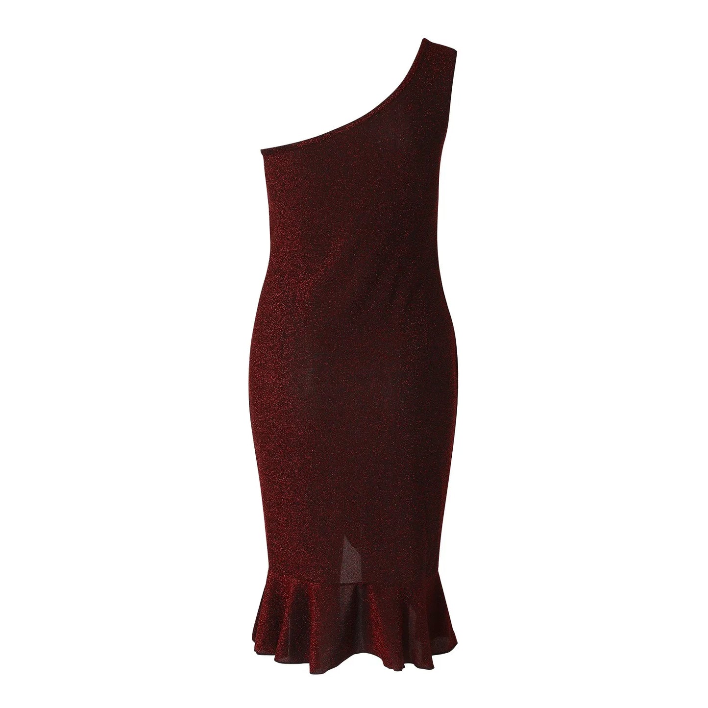 GlamEdge β One-Shoulder Sequin Split Dress