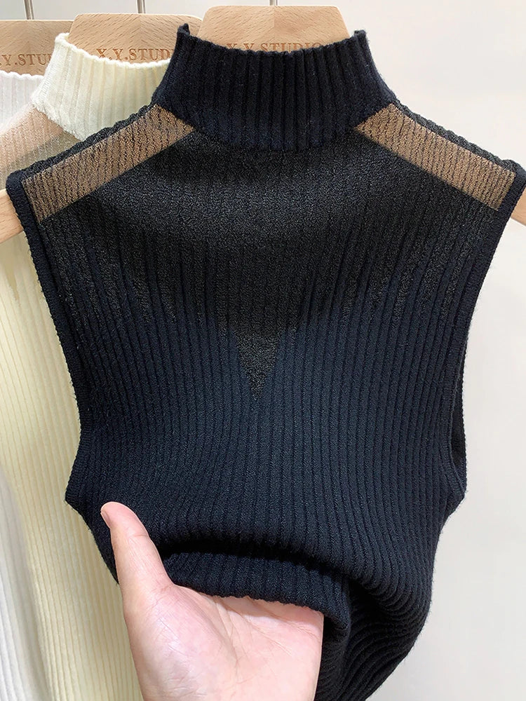 MeshMuse – Women's Y2K Cut-Out Knitted Tank Top