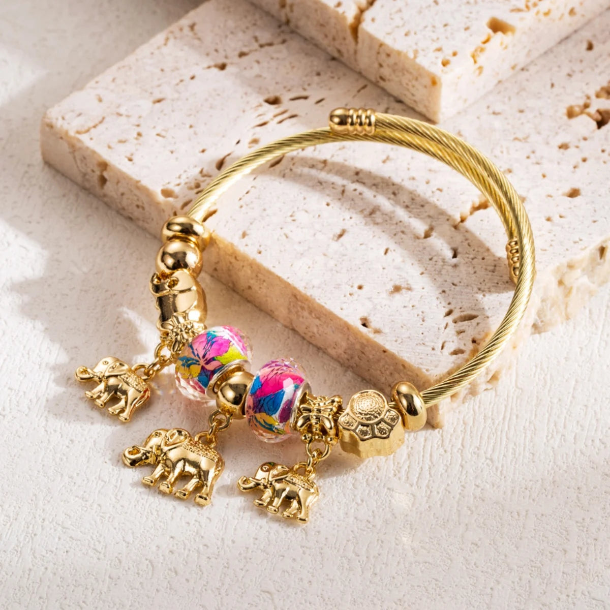 Fashion Stainless Steel Multi-Element Love Beaded Bracelet for Women