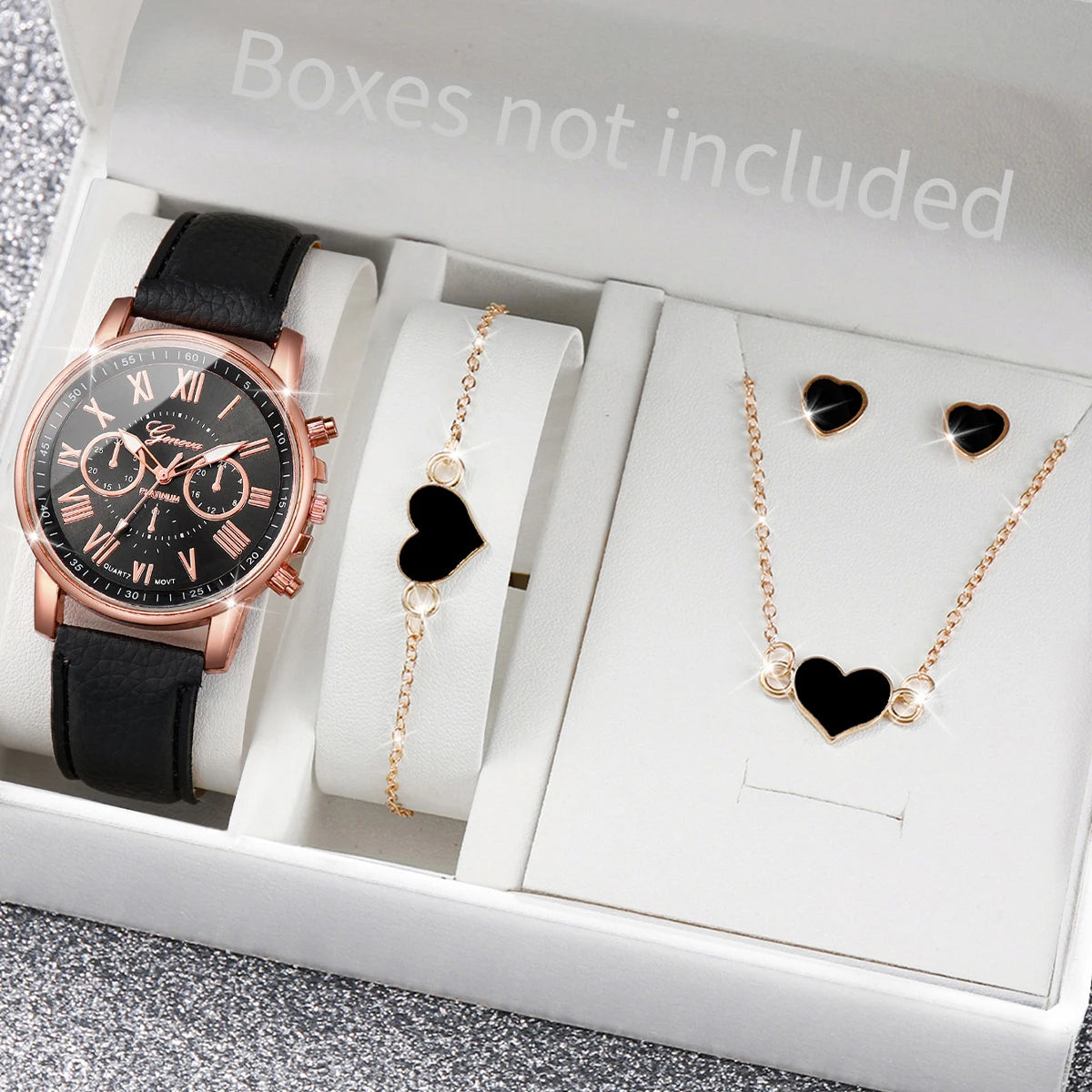 LoveTime β 5/6PCS Women's Leather Watch & Jewelry Set