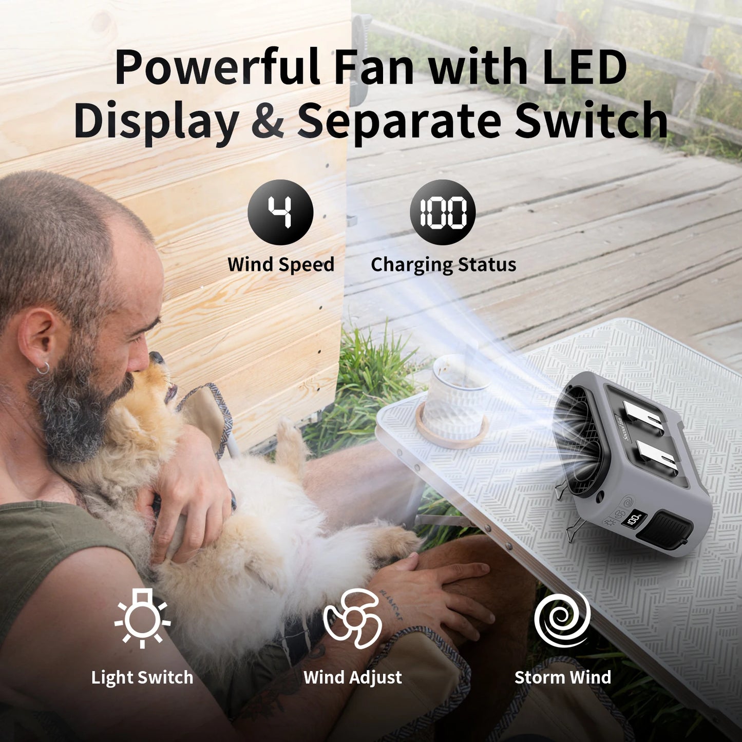 Socool 14500mAh Portable Waist Fan β Dual Airflow, Turbo Motor, Flashlight & Power Bank
