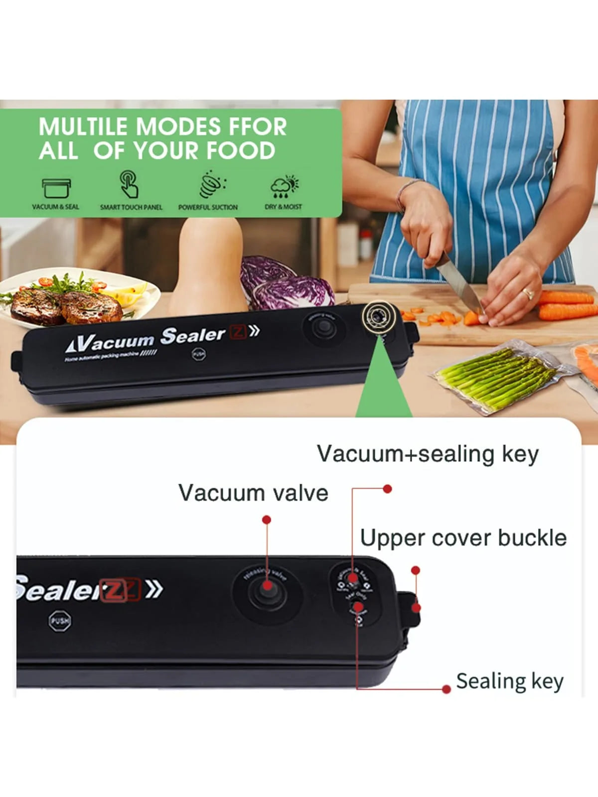Automatic Vacuum Sealing Machine β Compact Food Preservation & Plastic Sealer