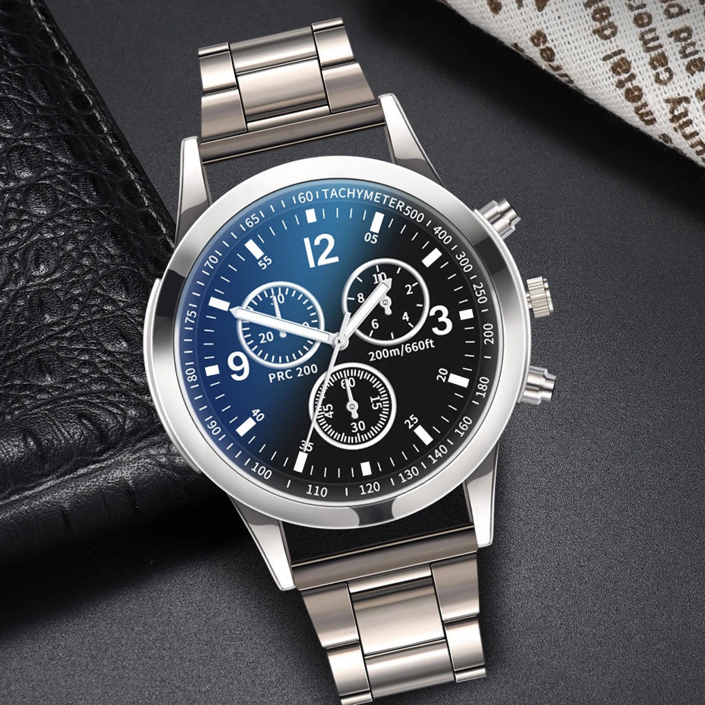 1/2PCS Men's Fashion Quartz Watch with Steel Band & Bracelet – Business Style