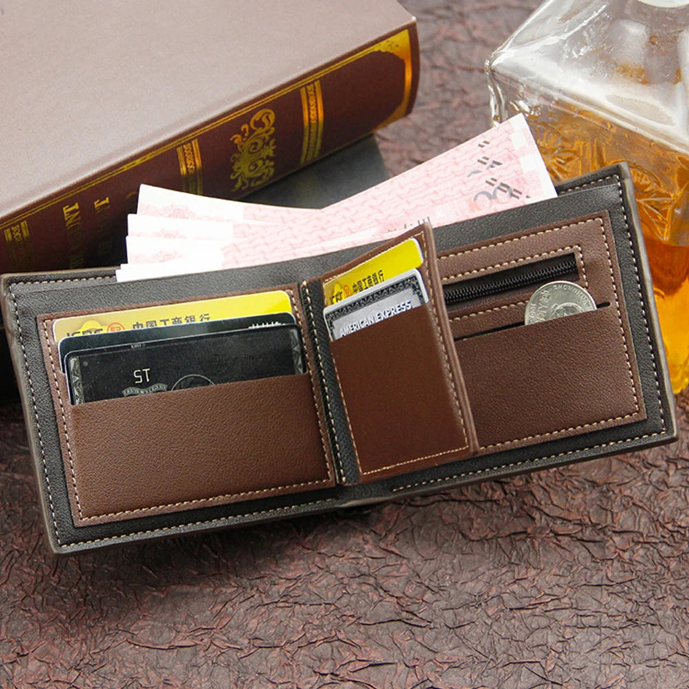 Classic Slim Frosted Leather Wallet β Compact Men's Coin & Card Holder
