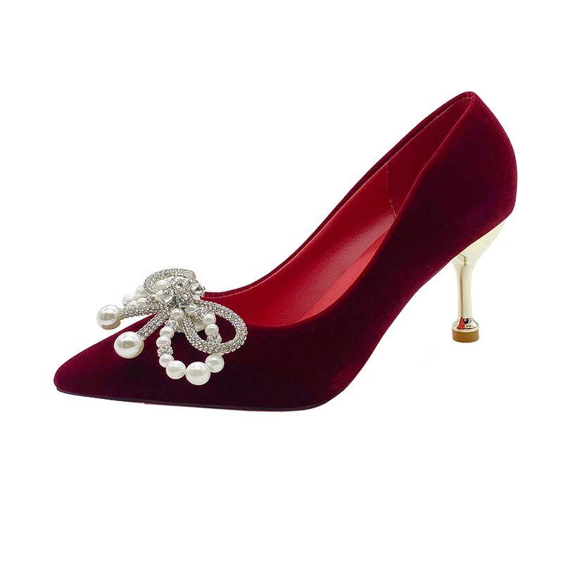 PearlStep β Bridal Thick Heel Xiuhe Shoes
