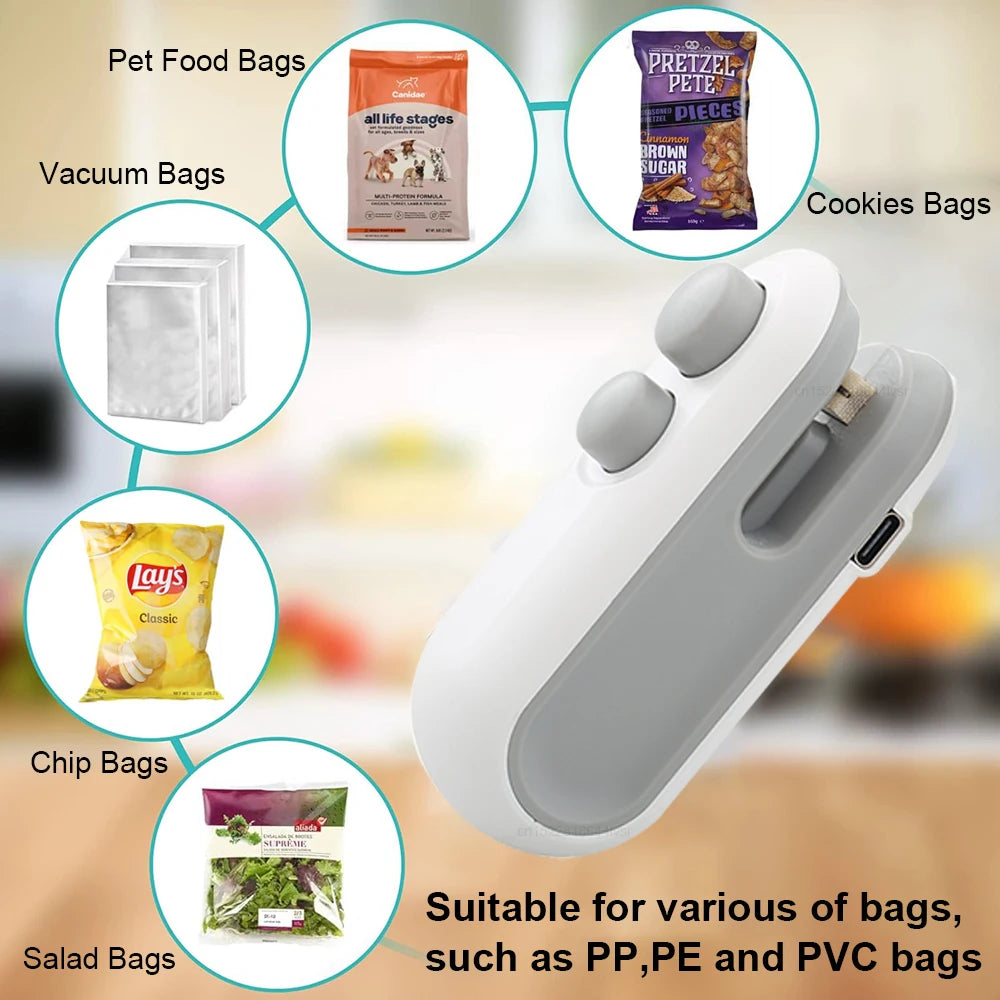 2-in-1 Mini Bag Sealer β Rechargeable Heat Sealer & Cutter for Food Storage