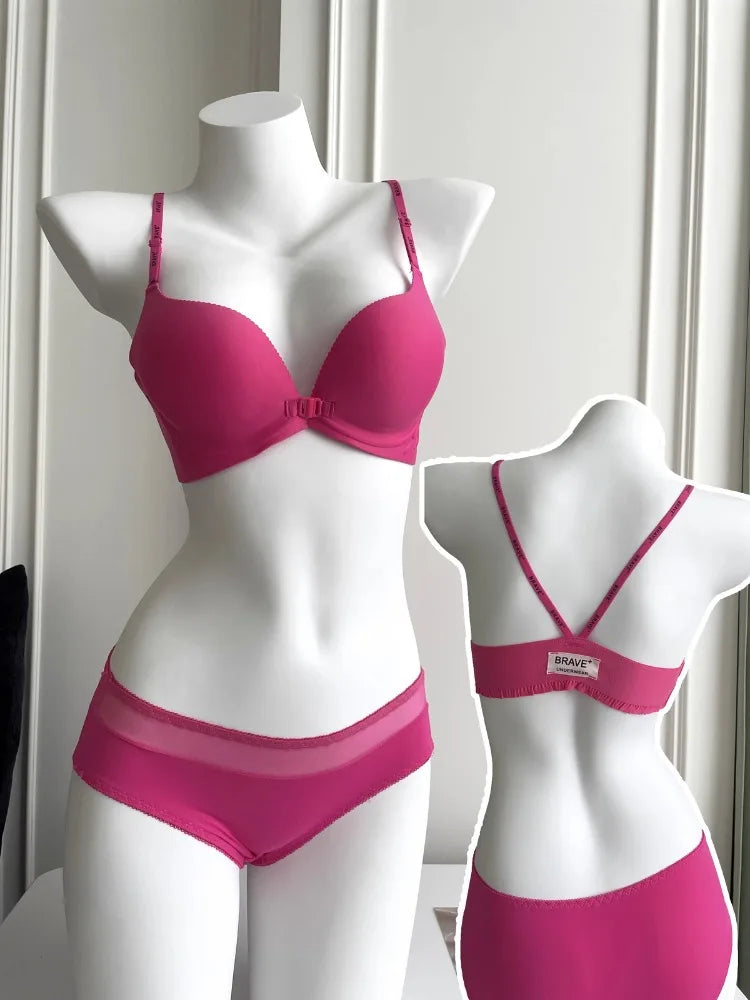 YUQI Front-Button Push-Up Bra Set β Slimming & Sexy Back Support