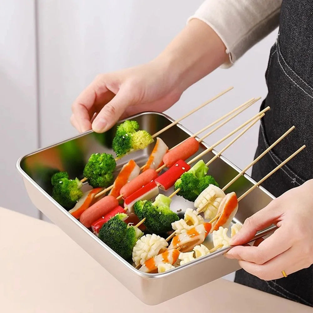 Serving Tray β Stainless Steel Rectangular Food Plate