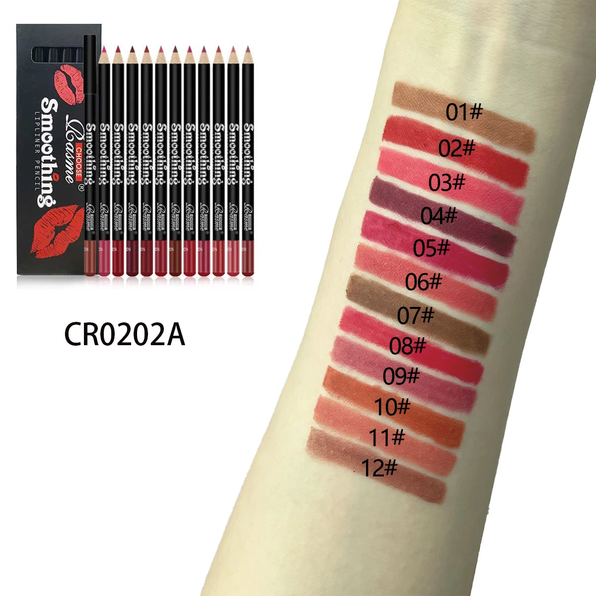 12-Piece Lip Liner & Matte Lipstick Pencil Set β Nude & Bold Colors