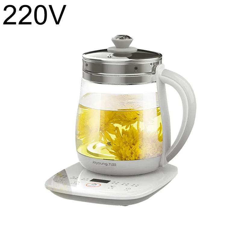 Jiuyang 1.5L Multifunctional Health Pot β 220V Glass Flower Teapot & Mini Dessert Cooker