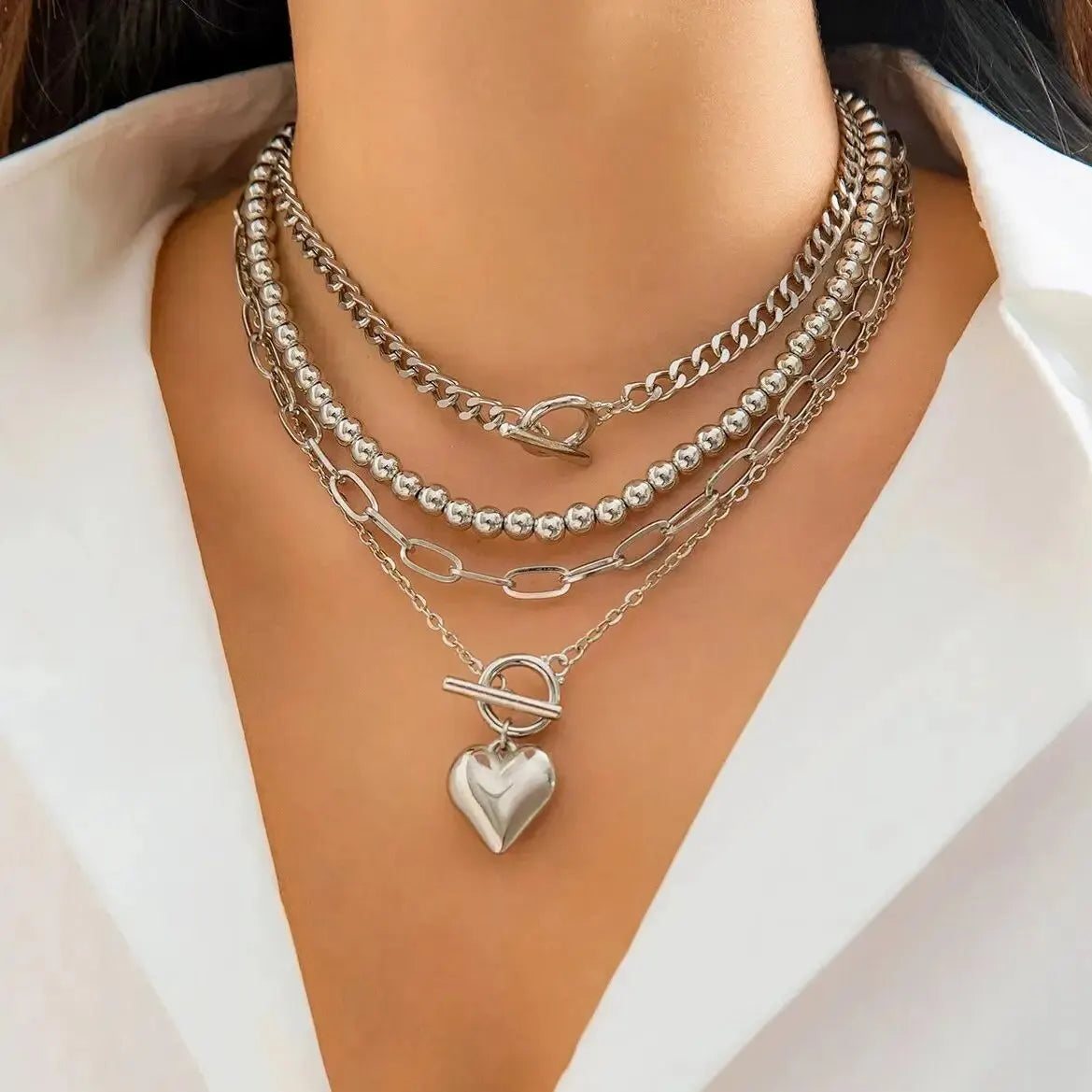 Golden Edge β 4PCS Y2K Heart Pendant Necklace Set